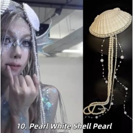 Handmade Ocean Mermaid Shell Pearl Tassel Headpiece (HP01)
